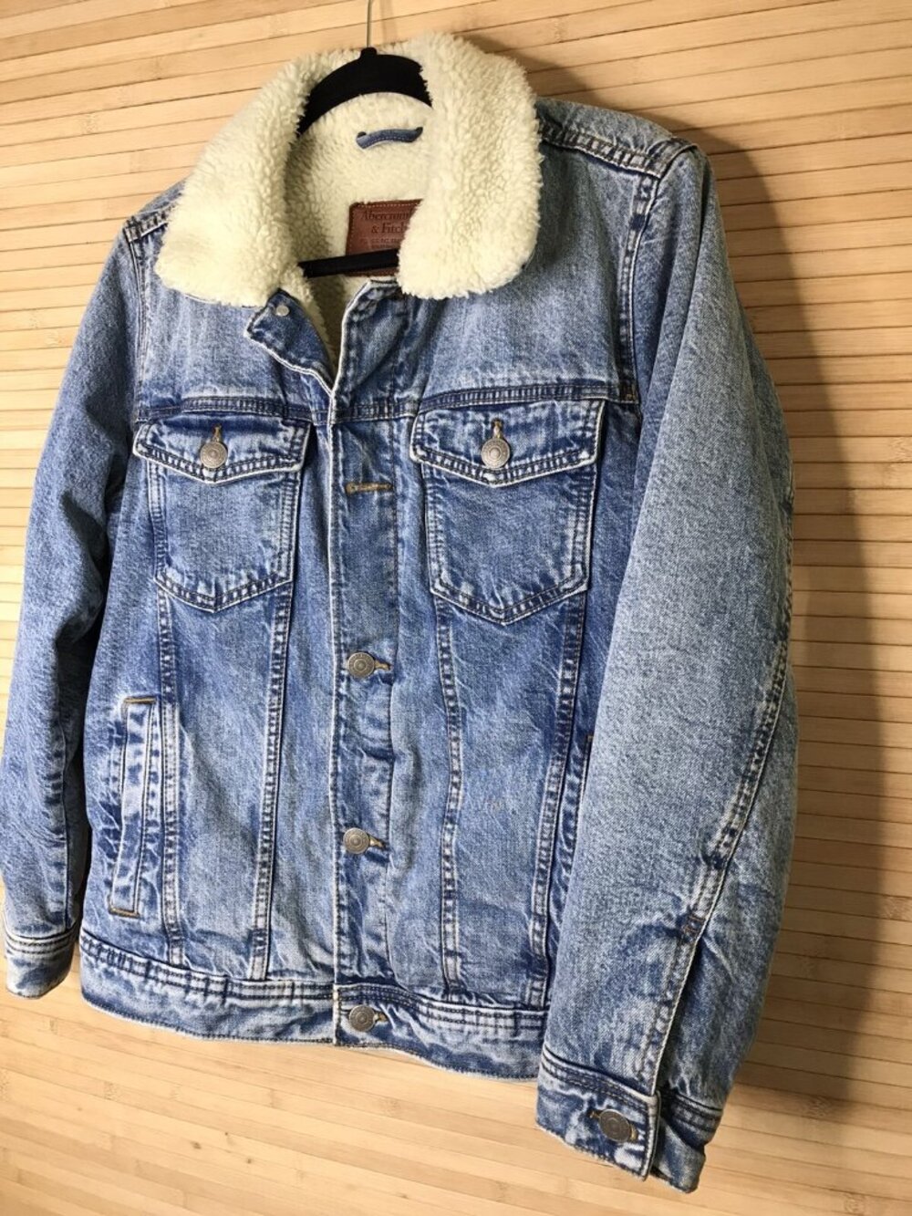 Abercrombie & Fitch Men's Sz XS A&F Denim Sherpa Lined jeans jean jacket - Picture 4 of 8